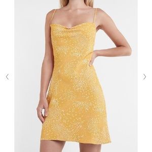 Express Yellow Mini Slip Cowl Dress XS